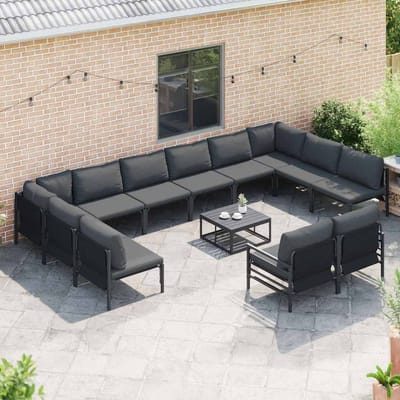 vidaXL - Tuinbank - Set - 12 - st - Zwart - Staal