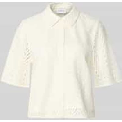 Kantblouse met overhemdkraag en driekwartmouwen dames COMMA