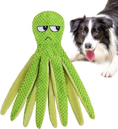 Hond Kauwspeelgoed Octopus - Bijtring Pluche - Tandverzorging Hond - Met Snackdispenser - 25.5 cm - Groen
