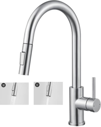 CECIPA max Keuken kraan - Keukenkraan Met Hoge uitloop - 360° draaibereik - Met uittrekbare handdouche en 2 straalsoorten - Chroom
