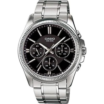 Casio STANDARD Serie Casual Trendy Zakelijk Kwarts Uurwerk Roestvrijstalen Band Japans en Koreaans Horloge Mannen's Horloge Zwart MTP-1375D-1AVDF zwart