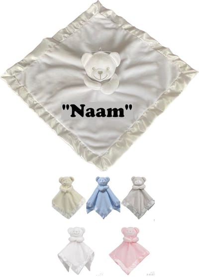 Soft Touch Knuffeldoekje Beertje Met Naam-persoonlijk kraamcadeau 38 x 38 Cm BC21 Kleur: Roze