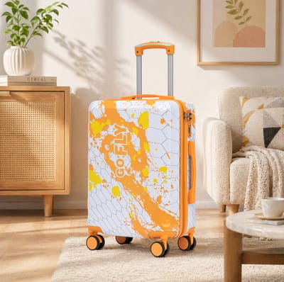 HAUSS SPOLE Reiskoffer – Handbagage 55,5 Cm – Hardcase Van PC – Oranje – Met Cijferslot En 360° Dubbele Zwenkwielen Voor Korte Reizen
