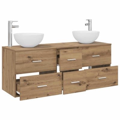 vidaXL - Badkamerkast - set - 3 - st - Artisanaal - eiken - 129 - x - 35 - x - 80 - cm