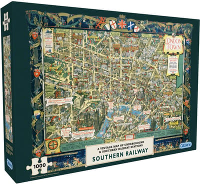 Gibsons - London Town by Southern Railway - Kerry Lee - 1000 stukjes - 68×49cm - Legpuzzel voor Volwassenen