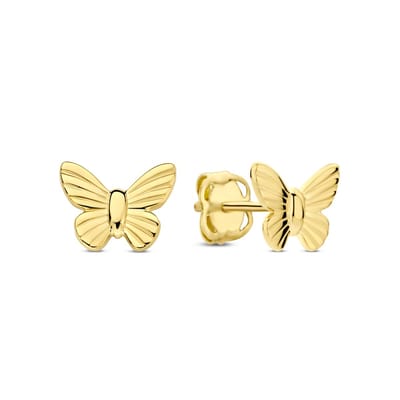 New Bling - 9NBG-0854 - 14K geelgouden Oorknoppen – Vlinder – Dames Oorbellen