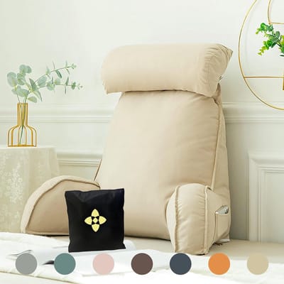 Leeskussen Bed - Rugsteun Kussen - Ontspannen Zitten - Met Armleuningen - 75 cm Breed - Beige