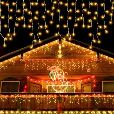 MUPOO LED Lichtgordijn 5M – Warm Witte Kerstverlichting Binnen/Buiten, Curtain Atmosphere Fairy Lights met 8 Modi, Timer, Memory & Laag Voltage – IP44 Waterdicht Lichtgordijn Buiten voor Tuin, Ramen, Balkon & Feestdecoratie