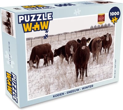 Puzzel Koeien - Sneeuw - Winter - Legpuzzel - Puzzel 1000 stukjes volwassenen