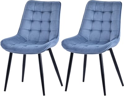 HOMAVO YZ2 Set van 2 Eetkamerstoelen – Velvet/Fabric Stoelen met Metalen Poten – 53x62.5x88 cm – Comfortabel & Stijlvol – Modern Design