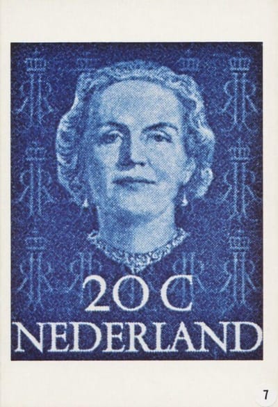 Briefkaart met afbeelding Koningin Juliana postzegel