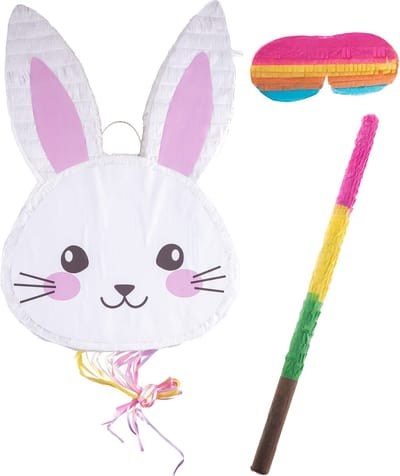 Funny Fashion Verjaardag Pinata Konijn/haas - 38 x 58 cm - papier - set met stok 54 cm en masker