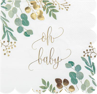 ARTYFETES - 16 papieren servetten oh baby eucalyptus goudfolie 33 x 33 cm geschulpt