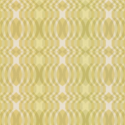 Retro behang Profhome 395341-GU vliesbehang hardvinyl warmdruk in reliëf licht gestructureerd met grafisch patroon mat groen geelgroen crèmewit 4,5 m2