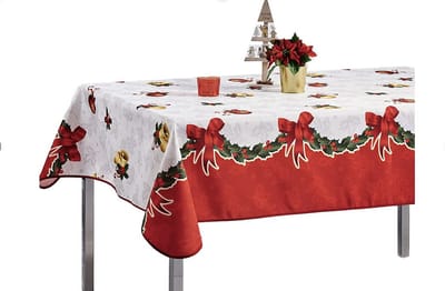 Kersttafelkleed met kerstman- of klokmotief - Vlekbestendig - Rond of rechthoekig