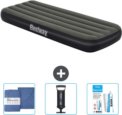 Bestway luchtbed - 1-Persoons - 76 x 185 x 25 cm - Groen - Inclusief Hoeslaken - Pomp en Reparatieset