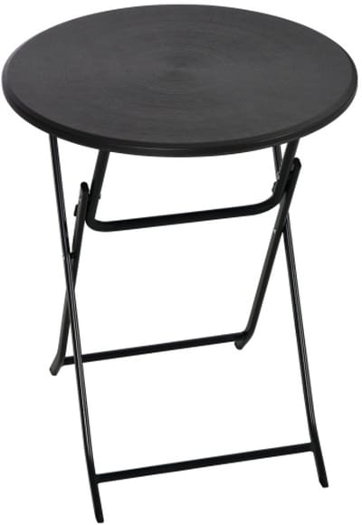 Ronde Klaptafel Ø60x73cm Donkergrijs Houtlook HDPE Stalen Frame Geen Montage 60kg voor Balkon Terras Tuin