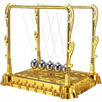Balles d'équilibre berçantes Jouet scientifique amusant Physique Jouet de bureau Balancement Boules cinétiques Outil éducatif avec base pour bureau yellow