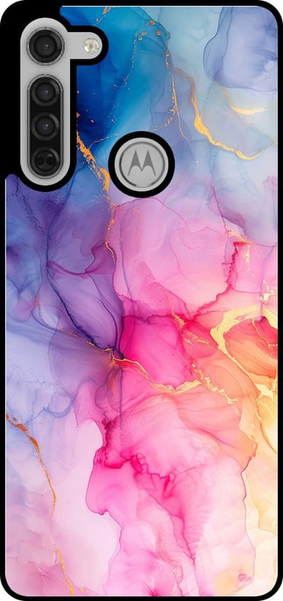 Smartphonica Telefoonhoesje Geschikt voor Motorola Moto G8 met marmer opdruk - TPU backcover case marble design - Regenboog geschikt voor Motorola Moto G8