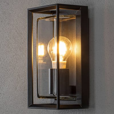 Konstsmide Buitenwandlamp Brindisi, zwart, metaal, 26 cm hoog, IP54