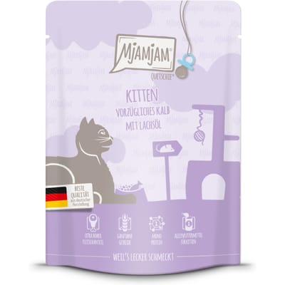 MjAMjAM Squeeze 6 x 300 g of 24 x 300 g - Kitten Kalf met Zalmolie (6 x 300 g)