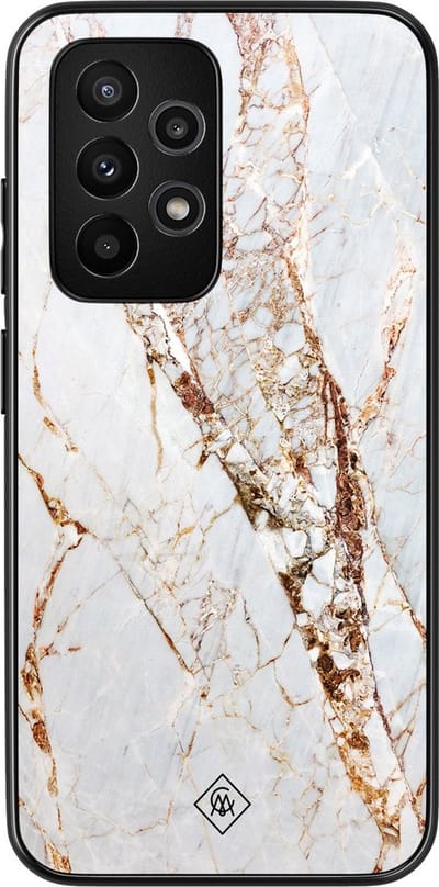 Casimoda® hoesje - Geschikt voor Samsung Galaxy A53 - Marmer Goud - Zwart TPU Backcover - Marmer - Goudkleurig