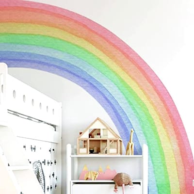 Famanu – Kleurrijke regenboog - muurstickers - grote regenboog - muurstickers - mooie zelfklevende muurstickers - aquarel muurstickers voor meisjes - kamer - slaapkamer - kinderkamer