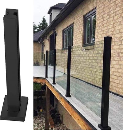 Glazen Balustrade Paal - Glazenhek Paal - Balkon Afschermen - 304 Roestvrij Staal - 85 cm - Zwart