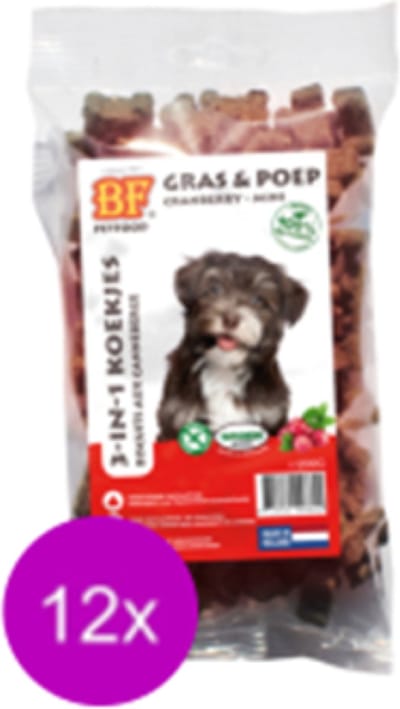 12x Biofood 3-In-1 Koekjes Cranberry Mini - Hondensnacks - 200g