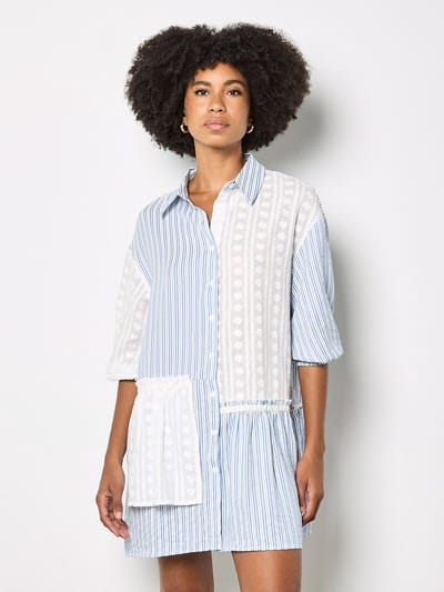 Mini-jurk met mix van strepen