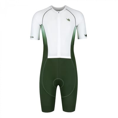 BTTLNS trisuit - triathlon pak - PRO Aero trisuit - trisuit korte mouw heren - langeafstand triathlon - Nemean 1.0 - groen-wit - XS