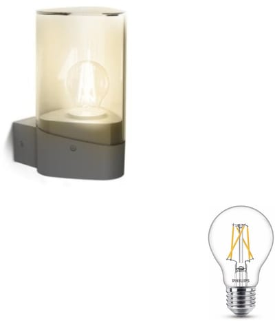 Philips Nayl Wandlamp voor Buiten Up (Antraciet) - Buitenlamp - E27 - Warmwit Licht - SceneSwitch - Eenvoudig Dimbaar met Je Klassieke Schakelaar
