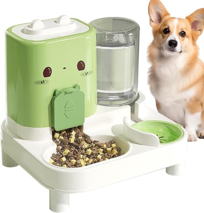Automatische hondenvoerbak, 2-in-1 kattenvoerbak | Slimme doseerbak voor huisdieren voor binnen en buiten thuis drinken