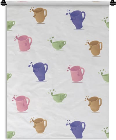 Wandkleed - Wanddoek - Patronen - Thee - Theekop - 90x120 cm - Wandtapijt