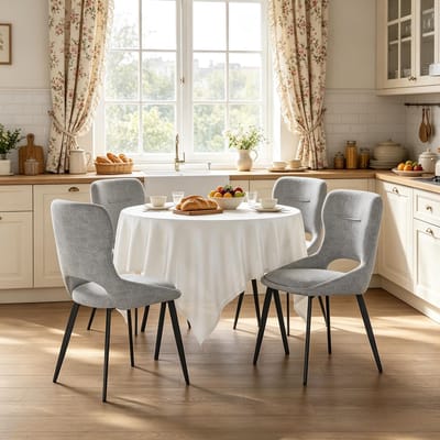 HAUSS SPOLE Eetkamerstoel - Set Van 4 - Gepolsterd Met Armleuningen En Hoge Rugleuning - Voor Eetkamer En Woonkamer - Chenille Grijs