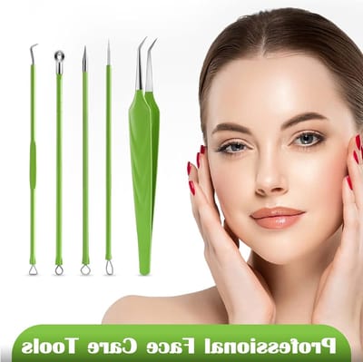Professionele Kit voor het Verwijderen van Mee-eters en Acne, 5-delige Extractor Set met Pincet en Gereedschap voor een Schone Huid