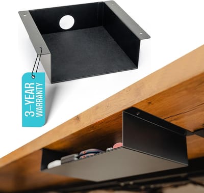 Onder Bureau Plank - Opbergplank Lade - Werkplek Organiseren - Koolstofstaal Constructie - 20x19x7 cm - Mat Zwart