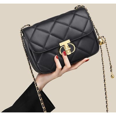 Nieuwe Crossbody Tas Echt Leer Dames Tas High-end Ketting Kleine Vierkante Tas Verjaardagscadeau gray