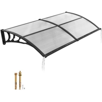 VEVOR luifel voor voordeur 965x1987 mm, aanbouwluifel, aanbouwluifel met afwatering en ABS-beugel, bescherming tegen regen, sneeuw en zon, polycarbonaat deurluifel voor veranda en terras, transparant