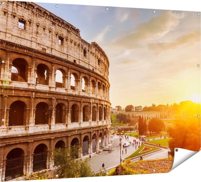 Gards Tuinposter Colosseum bij Zonsondergang in Ital�e - 160x120 cm - Tuindoek - Tuindecoratie - Wanddecoratie buiten - Tuinschilderij