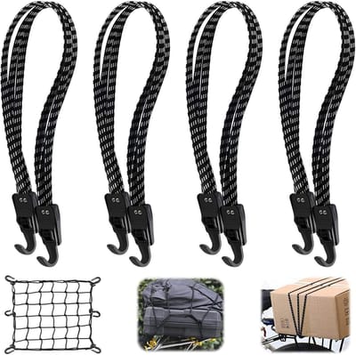 Bagagedragersets - Spanbanden - Bagage Vervoeren - Verstelbaar met Haken - 60-110 cm - Zwart