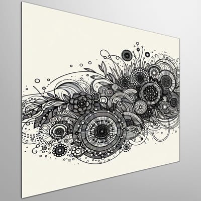 Line art mos schilderij | Mystieke lijnen dansen tussen levendige mos kunstwerk in harmonie | Kunst - 100x100 centimeter op Dibond | Foto op Dibond