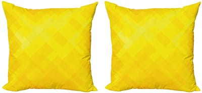 ABAKUHAUS Kussenhoes Set 2x50x50 – Geometrisch Diamant – Dubbelzijdig bedrukt – Geel Marigold