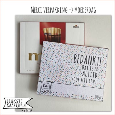 Kaartkadootje Merci -> Moederdag – No:08 (Merci Chocolade - Bedankt dat je er altijd voor mij bent - Groen-Blauw-dots) - LeuksteKaartjes.nl by xMar