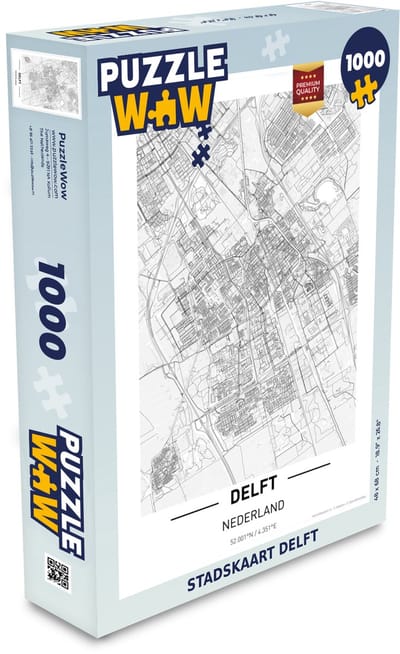 Puzzel Stadskaart Delft - Legpuzzel - Puzzel 1000 stukjes volwassenen - Plattegrond