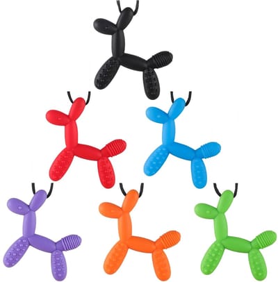 OUYLAF Bijtketting Kauwketting - 6pcs - bijtketting meisjes - Robot hond bijtring ketting - bijtketting autisme - voor ADHD, autisme, bijten, behoeften, orale motoriek - bijtketting jongen