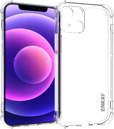 ENKAY Hoesje - Geschikt voor iPhone 13 Mini Hoesje - ENKAY TPU Back Cover met AirBag Corners - Transparant
