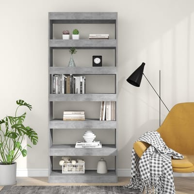 vidaXL - Boekenkast/kamerscherm - 80x30x198 - cm - bewerkt - hout - betongrijs