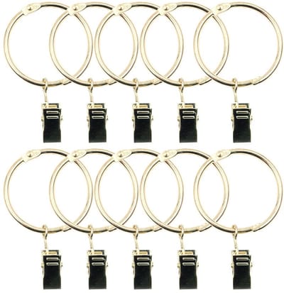 Dailygoods- Gordijnringen Roestvrij Staal - 40 Stuks - Met Clips - 1,5 Inch - Sterke Spanclip - Voor Zwaardere Gordijnen - Gordijnhaken