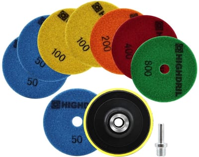 Polijstpads Set - Schuurschijven Diamant - Steen Bewerken - 8 Stuks Diverse Korrels - 100 mm M14